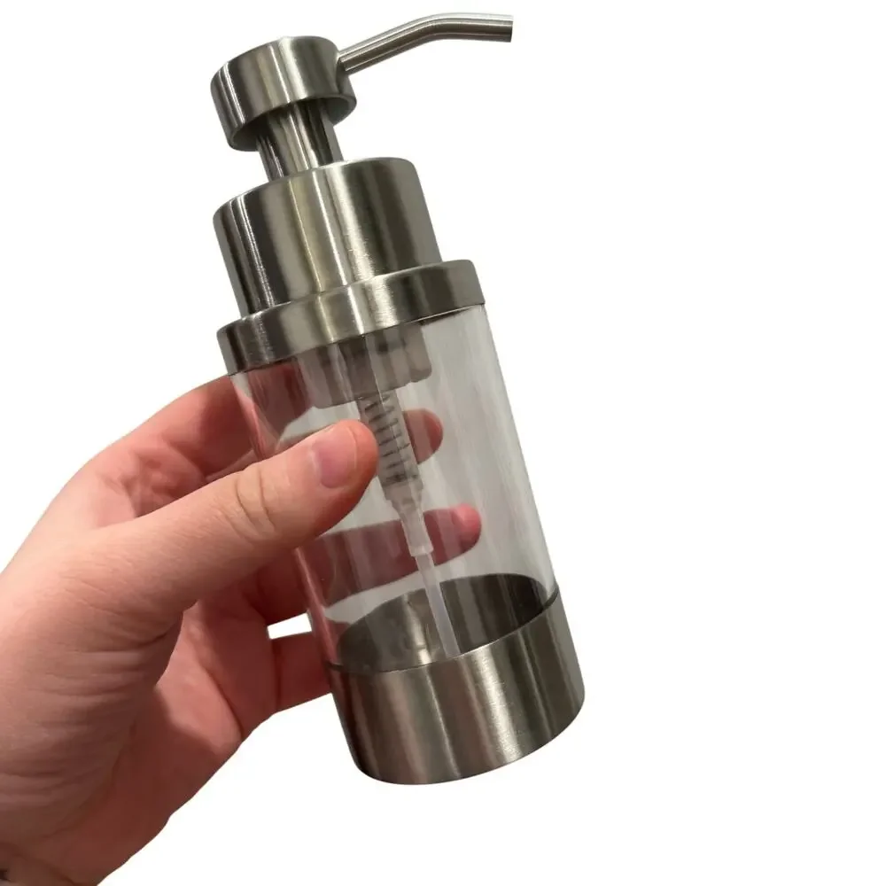 NEW in box foaming stainless steel/clear foaming soap dispenser